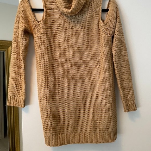 Twig Cold Shoulder Tan Sweater - Picture 2 of 4